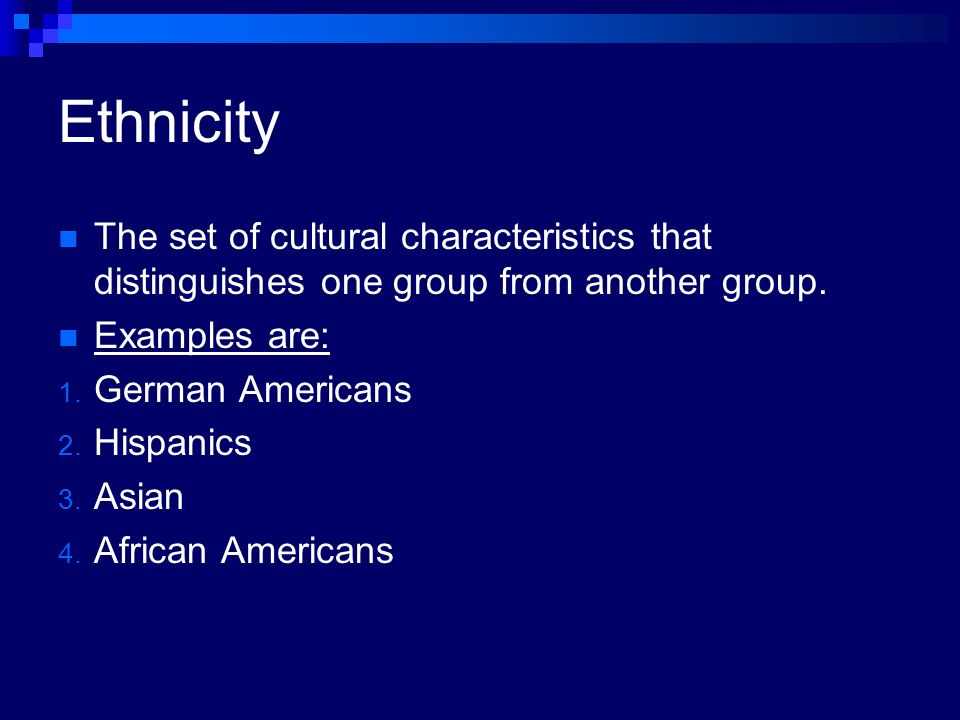 The set of cultural characteristics that distinguishes one group from another group.