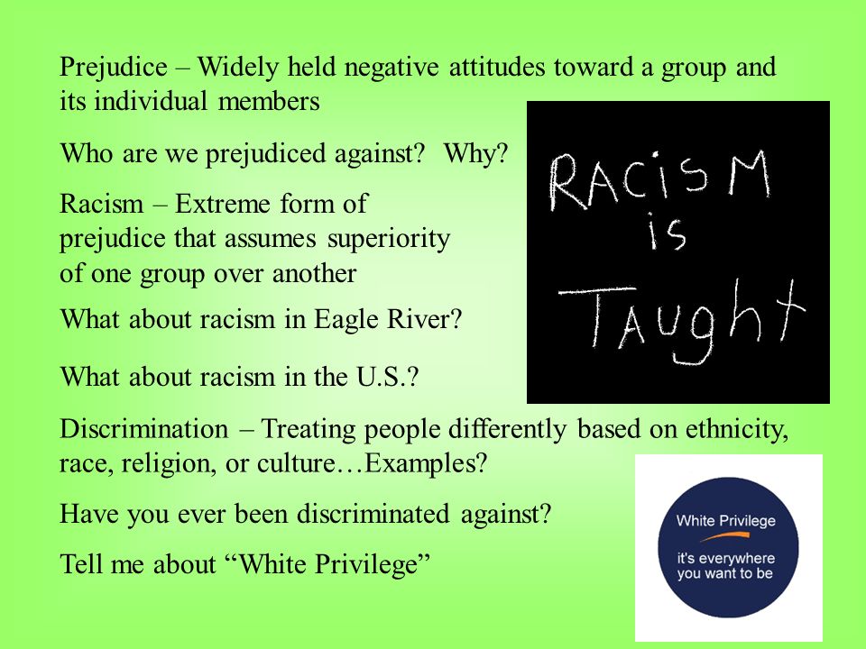 Prejudice – Widely held negative attitudes toward a group and its individual members Who are we prejudiced against.