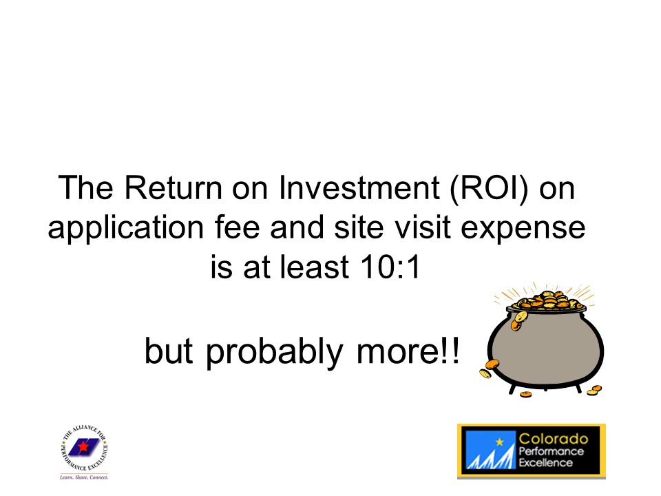 State Program Logo The Return on Investment (ROI) on application fee and site visit expense is at least 10:1 but probably more!!