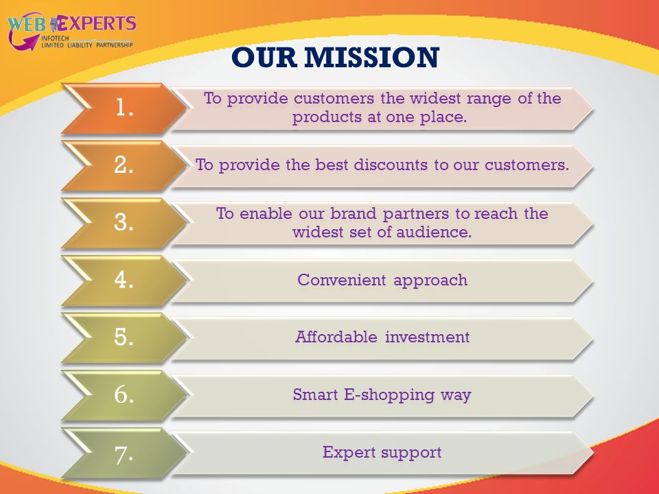 OUR MISSION 1. To provide customers the widest range of the products at one place.