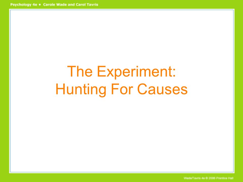 The Experiment: Hunting For Causes