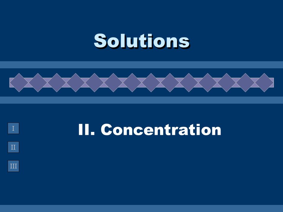 II III I II. Concentration Solutions