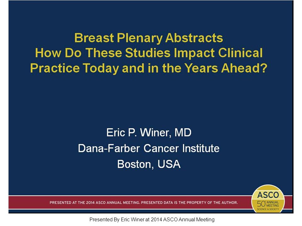 Breast Plenary Abstracts How Do These Studies Impact Clinical Practice Today and in the Years Ahead.