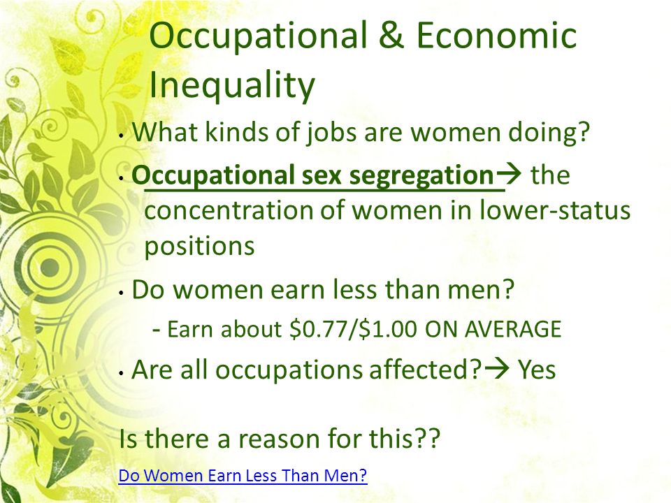 Occupational & Economic Inequality What kinds of jobs are women doing.