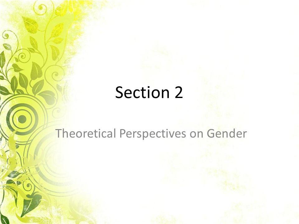 Section 2 Theoretical Perspectives on Gender