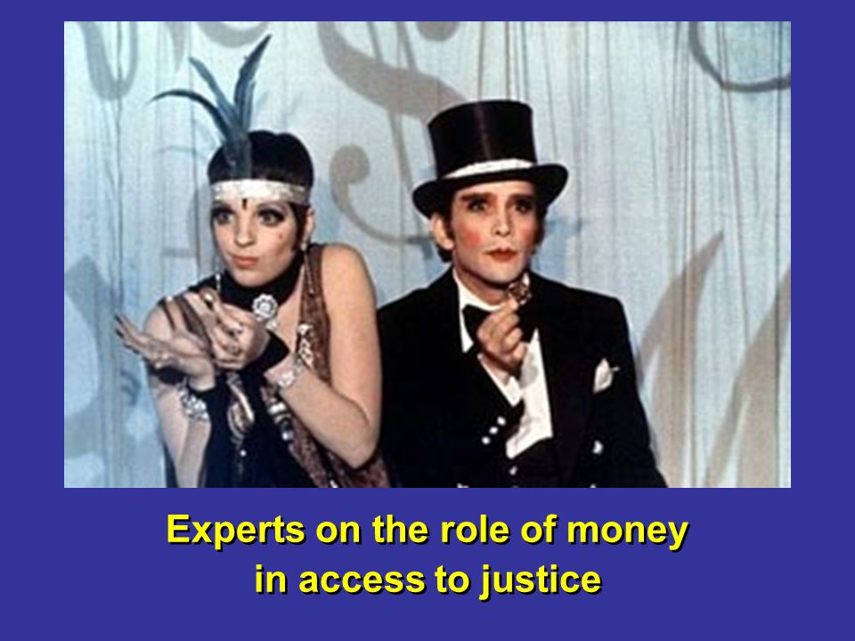 Experts on the role of money in access to justice Experts on the role of money in access to justice
