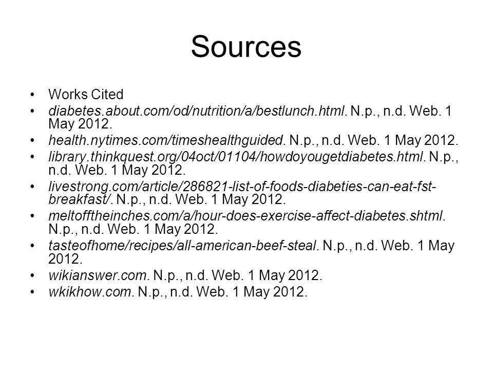Sources Works Cited diabetes.about.com/‌od/‌nutrition/‌a/‌bestlunch.html.