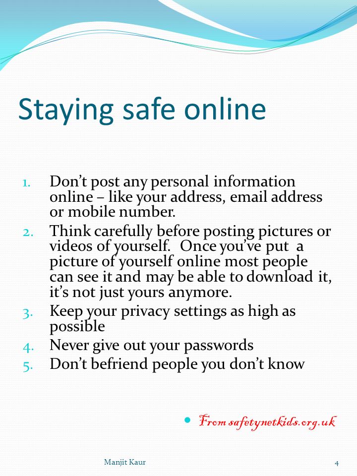 Staying safe online 1.