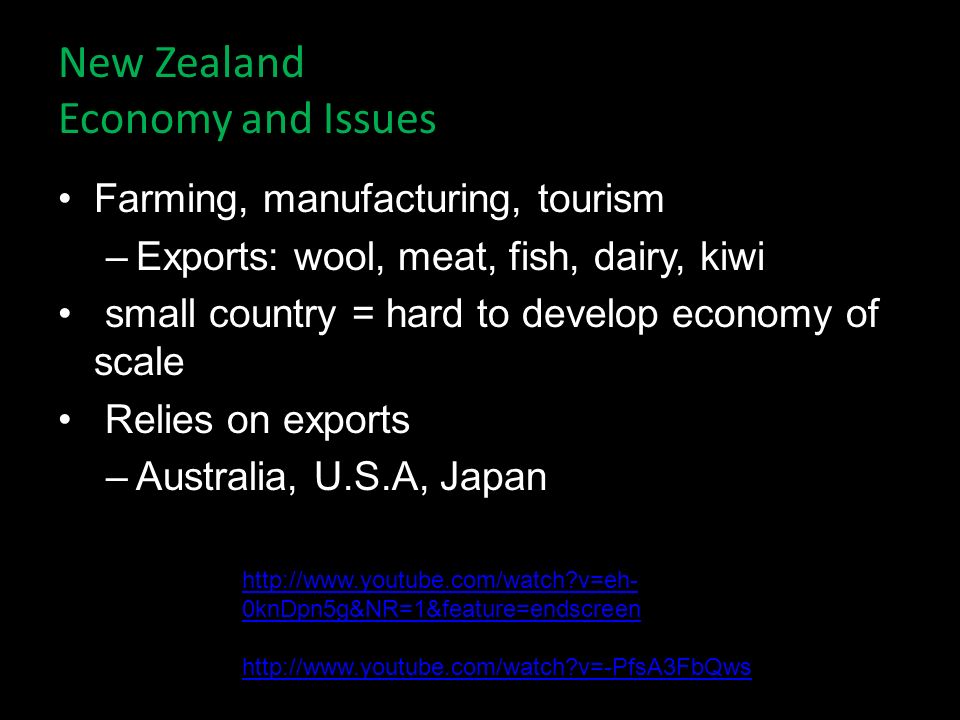 New Zealand People Language: Maori, English Settlement: Auckland, Wellington, Christchurch Jobs: tourism, farming (sheep) Food: lamb, sweet potatoes, pavlova, tea