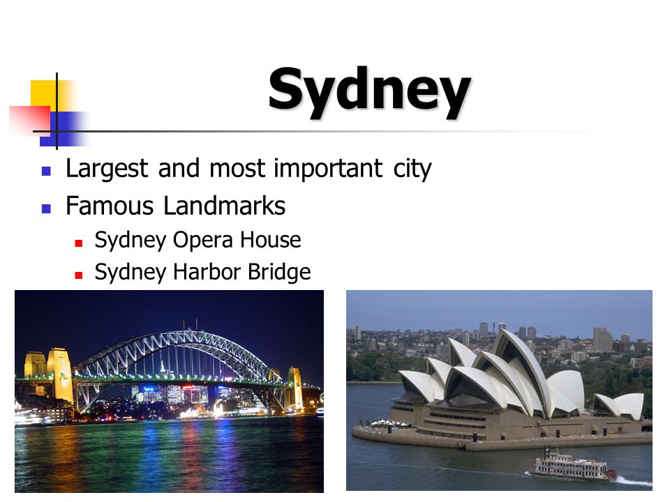Sydney Largest and most important city Famous Landmarks Sydney Opera House Sydney Harbor Bridge