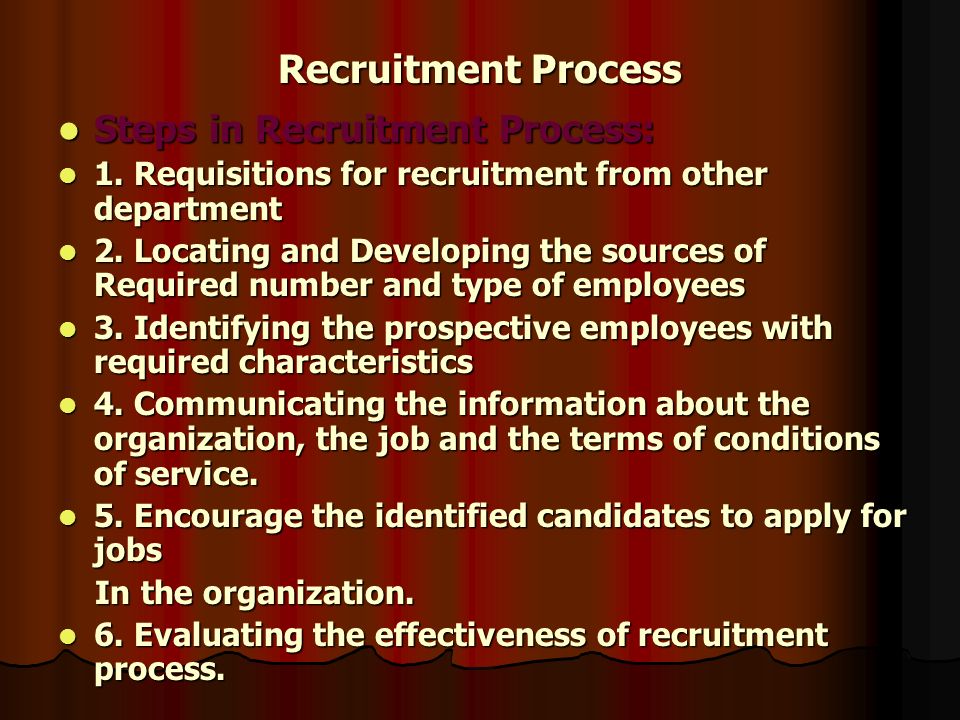The sources of Recruitment Internal Sources Internal Sources 1.