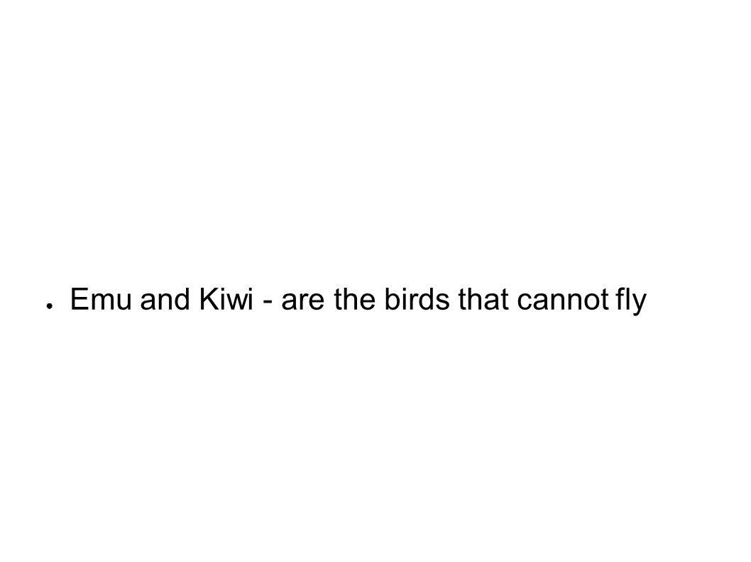 ● Emu and Kiwi - are the birds that cannot fly
