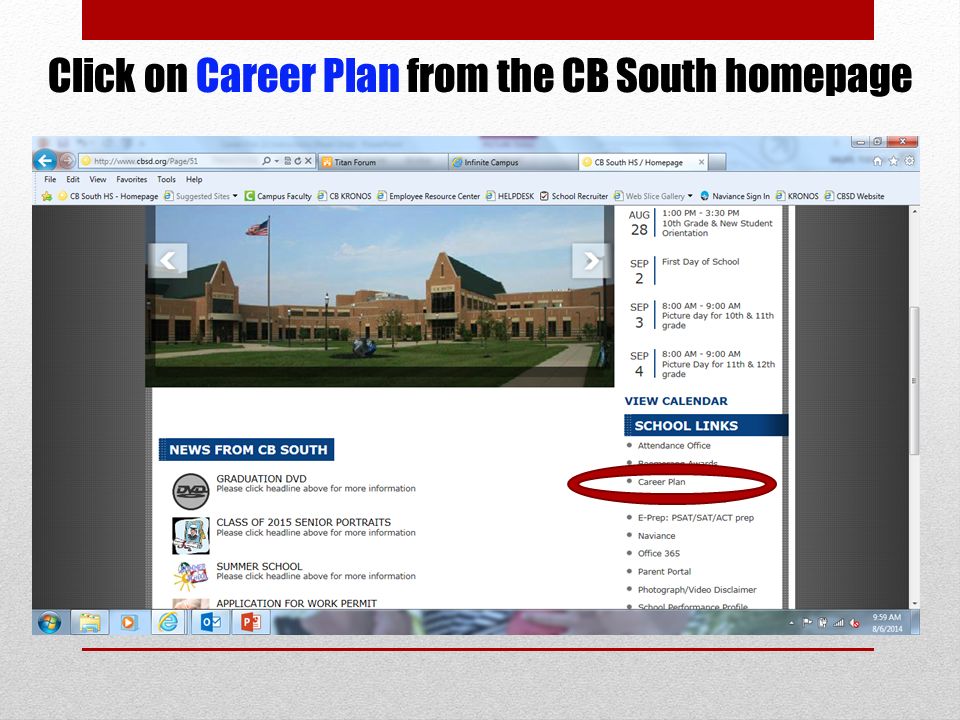 Click on Career Plan from the CB South homepage