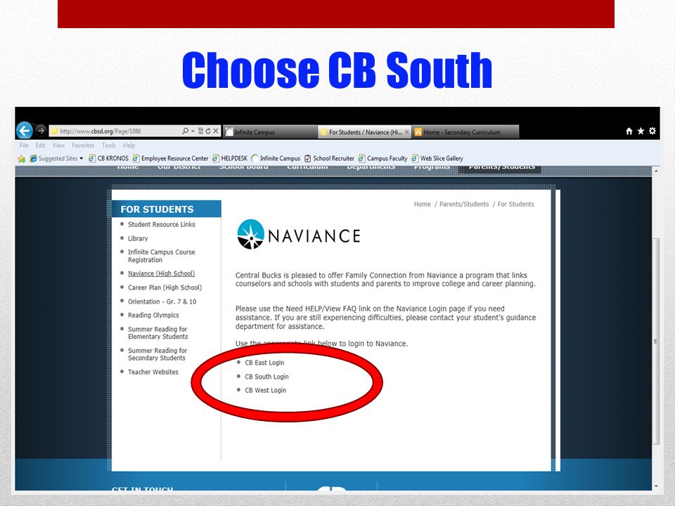 Choose Your School Choose CB South