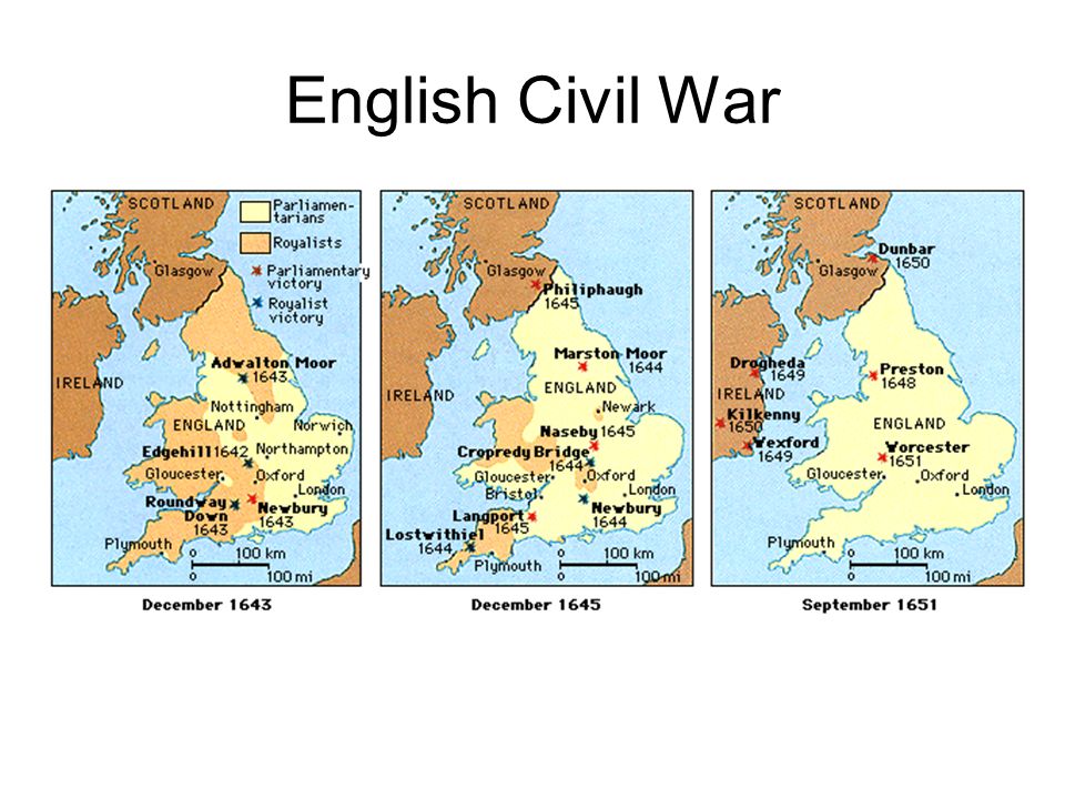 Гражданская война в англии карта