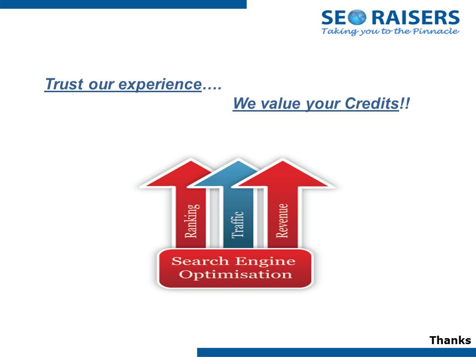Trust our experience…. We value your Credits!! Thanks