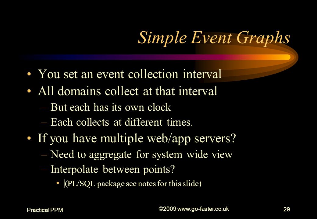 Practical PPM © Simple Event Graphs You set an event collection interval All domains collect at that interval –But each has its own clock –Each collects at different times.