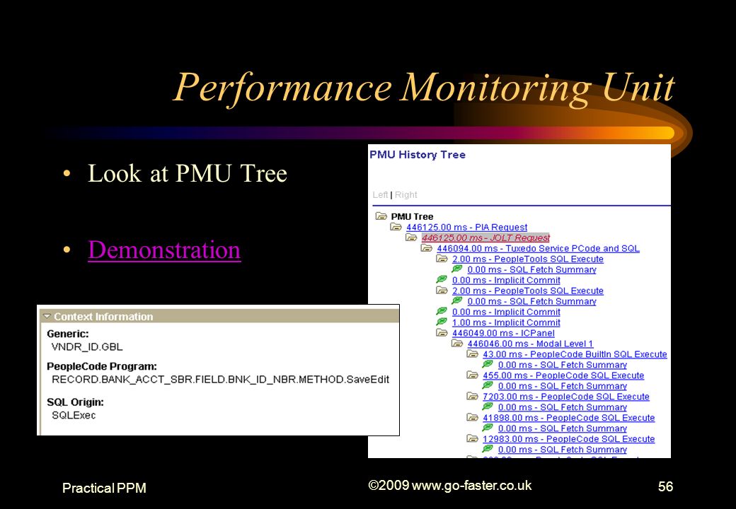 Practical PPM © Performance Monitoring Unit Look at PMU Tree Demonstration