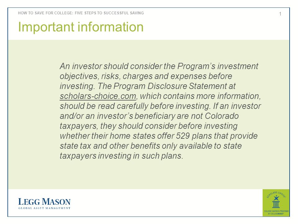 1 Important information An investor should consider the Program’s investment objectives, risks, charges and expenses before investing.