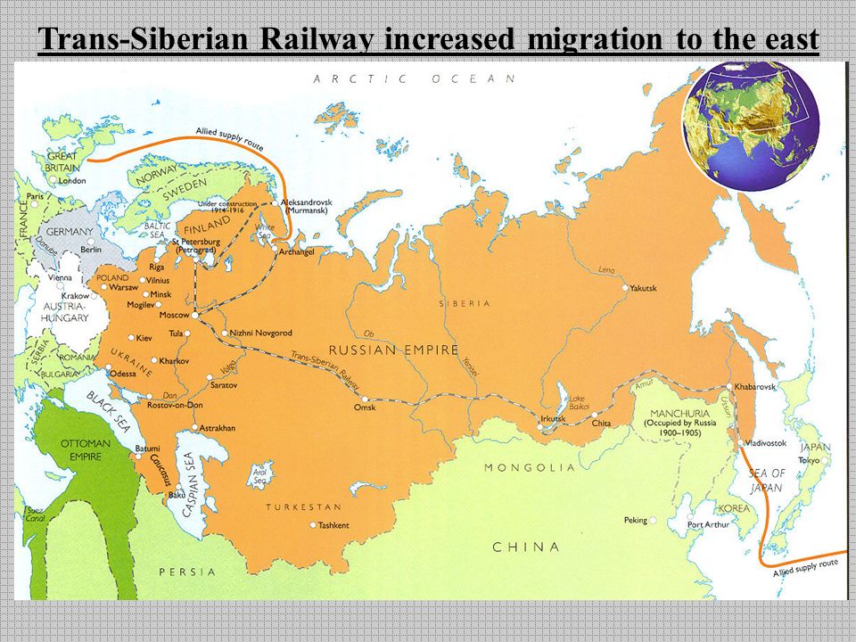 Trans-Siberian Railway increased migration to the east