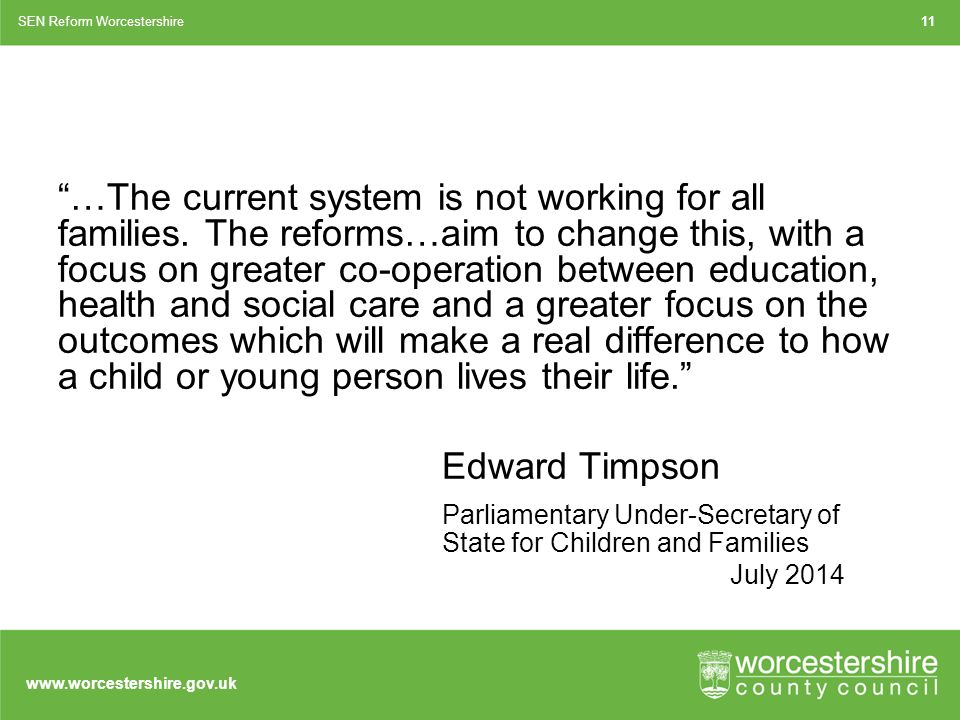 …The current system is not working for all families.