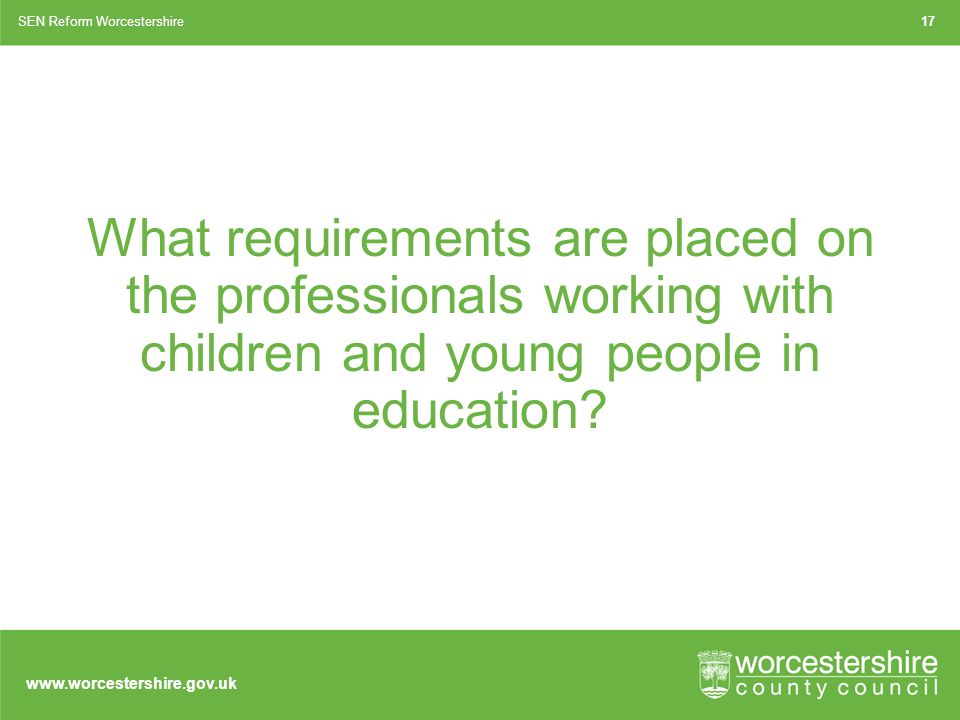 What requirements are placed on the professionals working with children and young people in education.