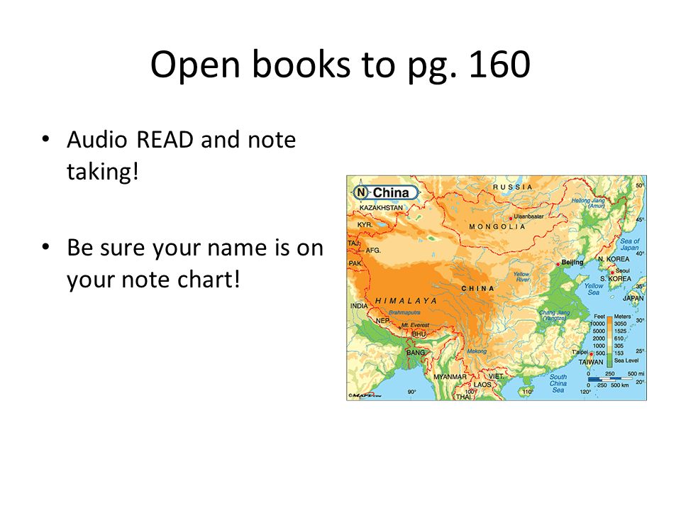 Open books to pg. 160 Audio READ and note taking! Be sure your name is on your note chart!