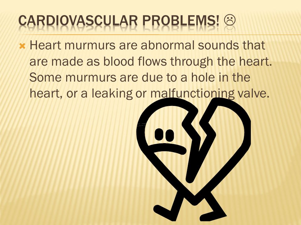  Heart murmurs are abnormal sounds that are made as blood flows through the heart.