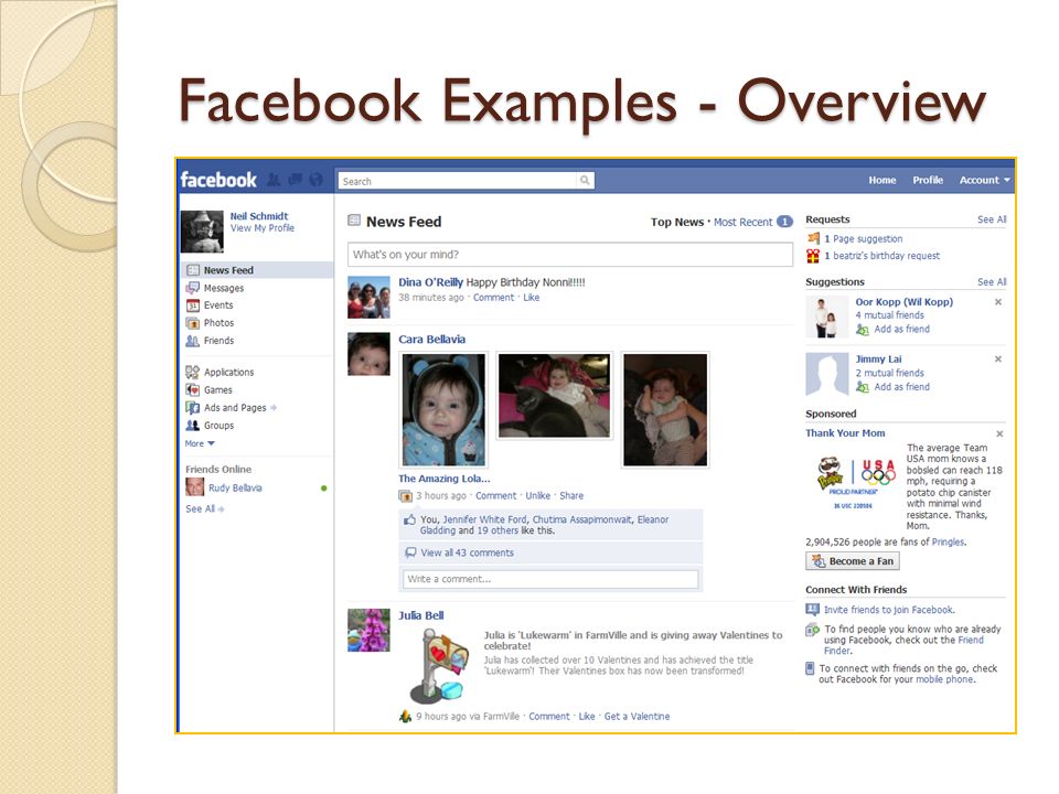 Facebook Examples - Overview