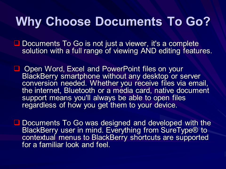 Why Choose Documents To Go.