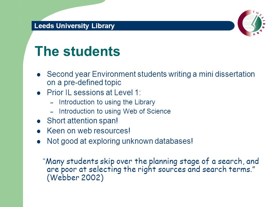 Dissertation structure leeds