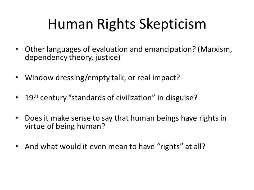 Human Rights Skepticism Other languages of evaluation and emancipation.