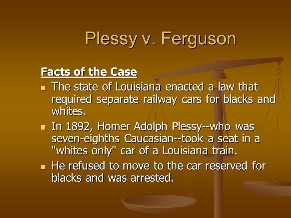 Plessy v ferguson facts sale