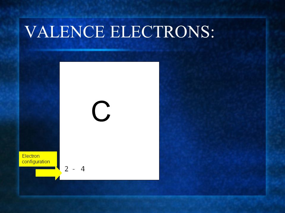 VALENCE ELECTRONS: C Electron configuration