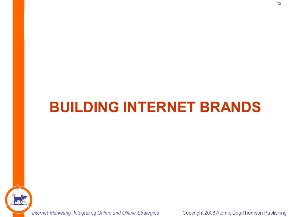 Internet Marketing: Integrating Online and Offline StrategiesCopyright 2008 Atomic Dog/Thomson Publishing 12 BUILDING INTERNET BRANDS