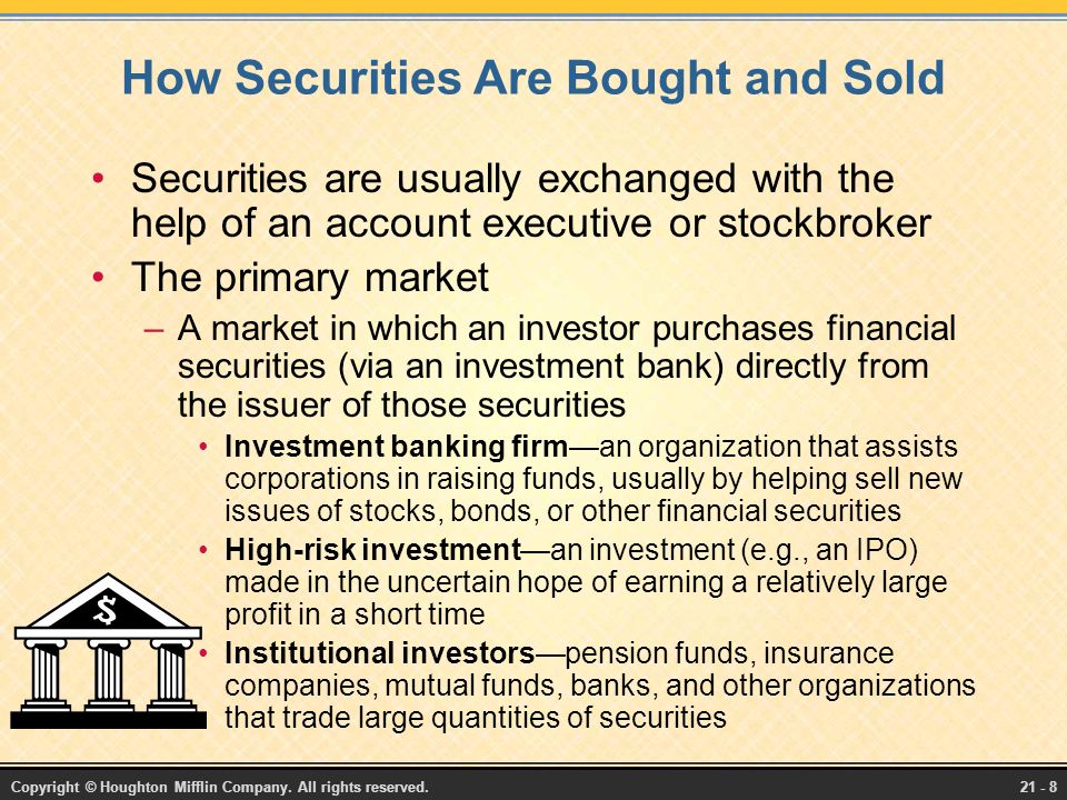 Chapter Twenty-One Understanding Securities Markets and Investments ...