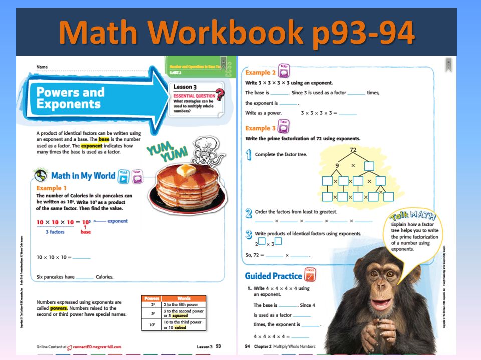 Math Workbook p93-94