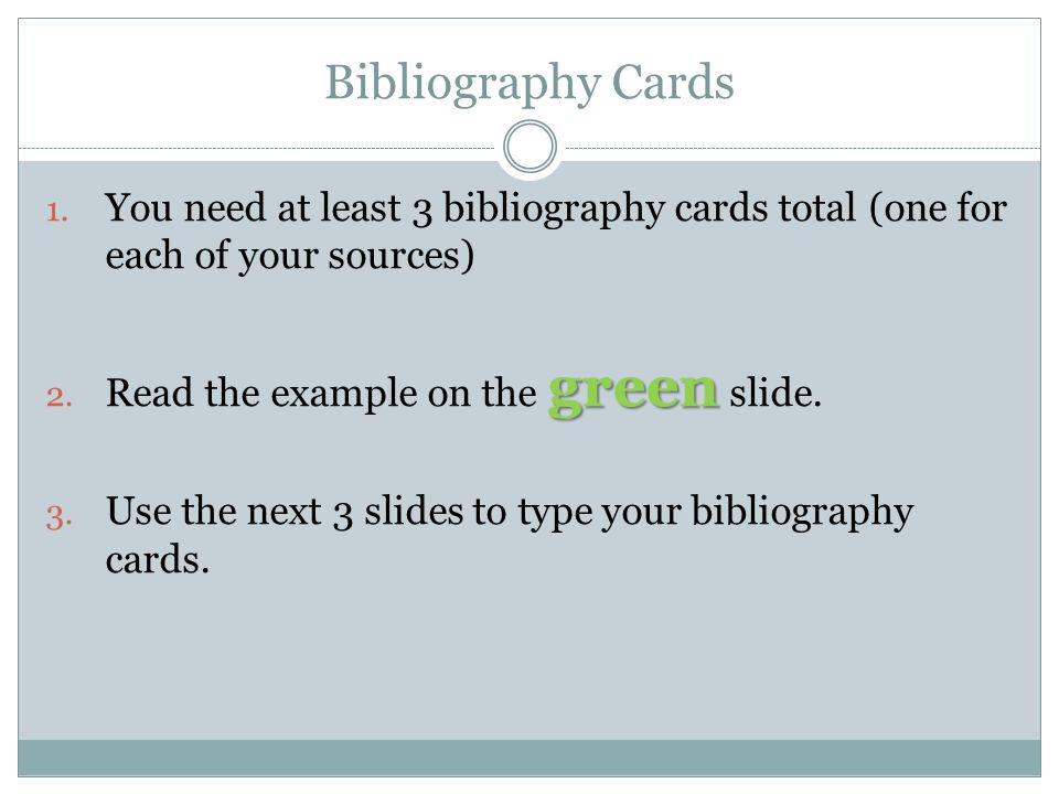 Bibliography Cards 1.
