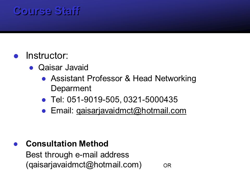 Computer Communications & Networks COMSATS Islamabad Course ...