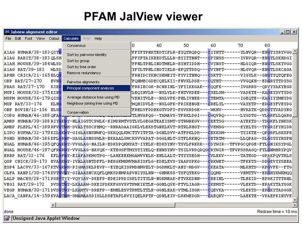 PFAM JalView viewer