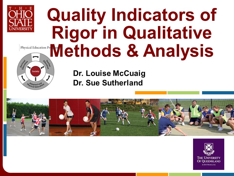 Quality Indicators of Rigor in Qualitative Methods & Analysis Dr. Louise McCuaig Dr. Sue Sutherland