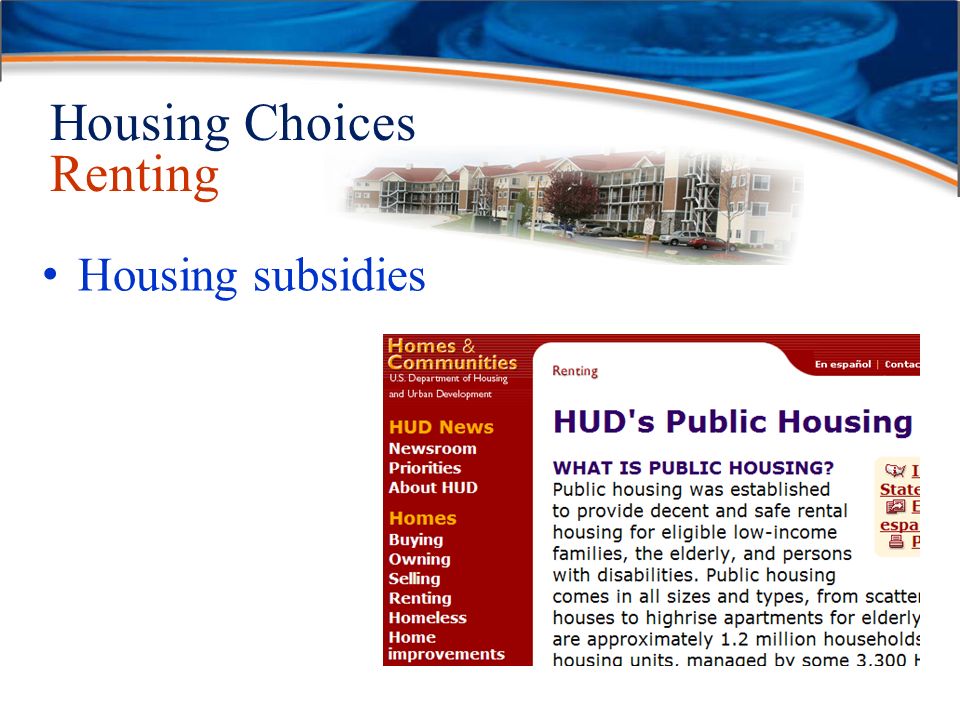 Housing Choices Renting Housing subsidies