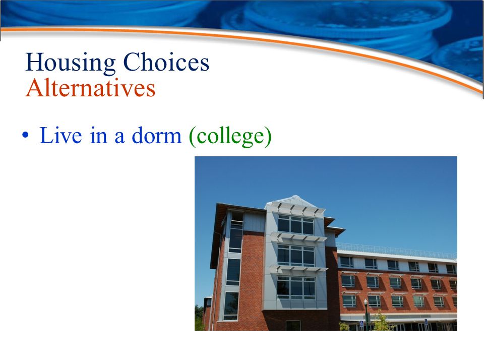 Housing Choices Alternatives Live in a dorm (college)