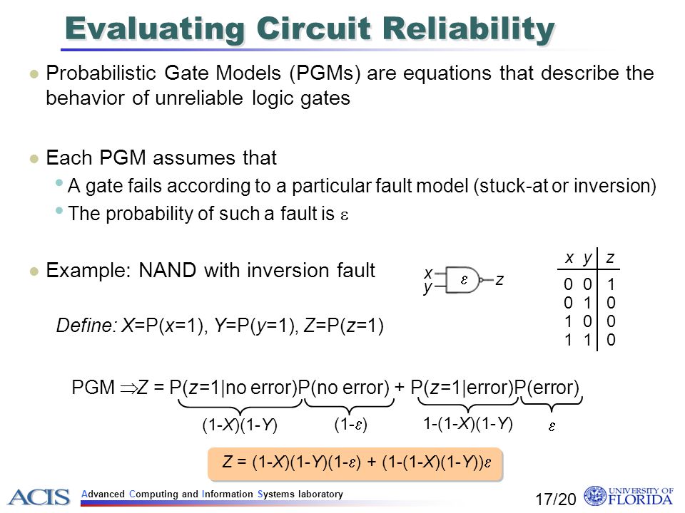 Advanced Computing and Information Systems laboratory Device Variability  Impact on Logic Gate Failure Rates Erin Taylor and José Fortes Department  of Electrical. - ppt download