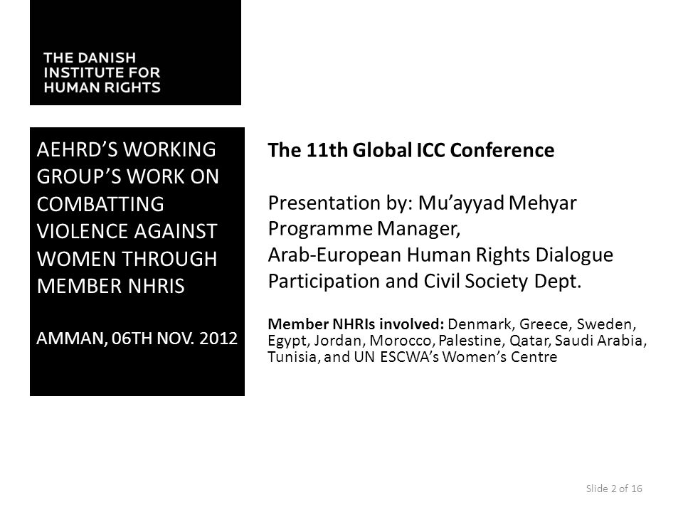 AEHRD’S WORKING GROUP’S WORK ON COMBATTING VIOLENCE AGAINST WOMEN THROUGH MEMBER NHRIS AMMAN, 06TH NOV.
