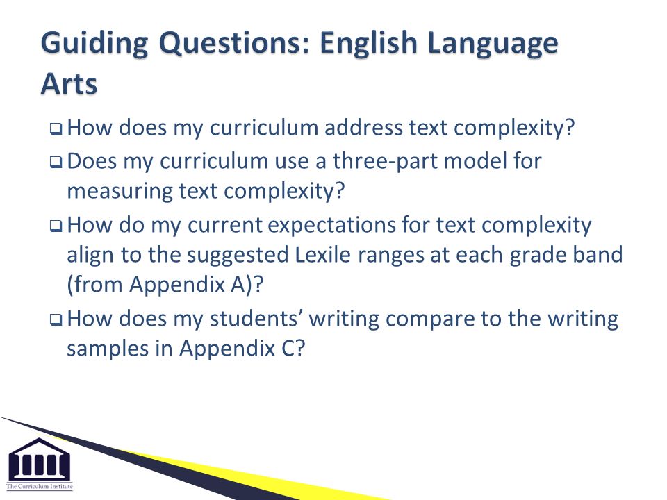  How does my curriculum address text complexity.