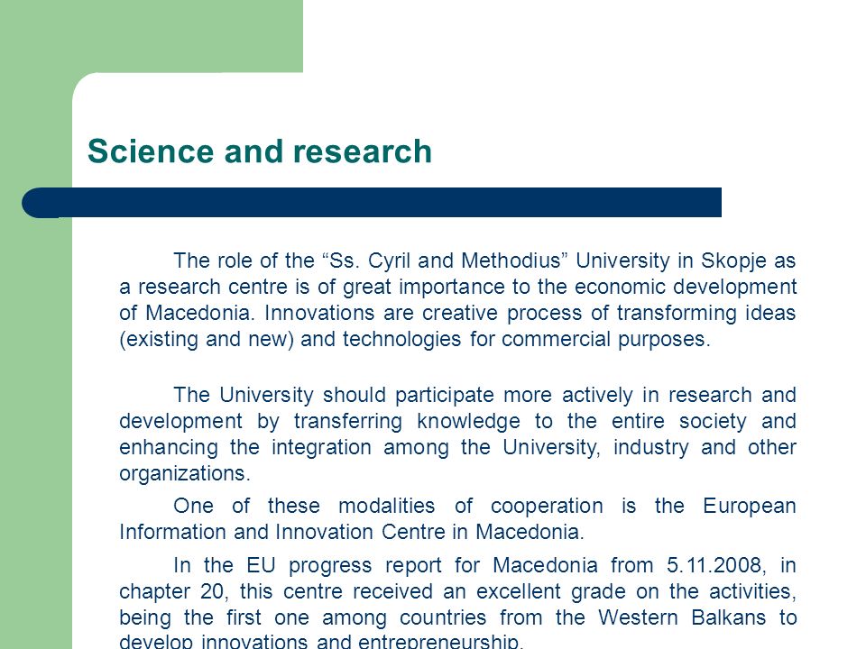 Science and research The role of the Ss.