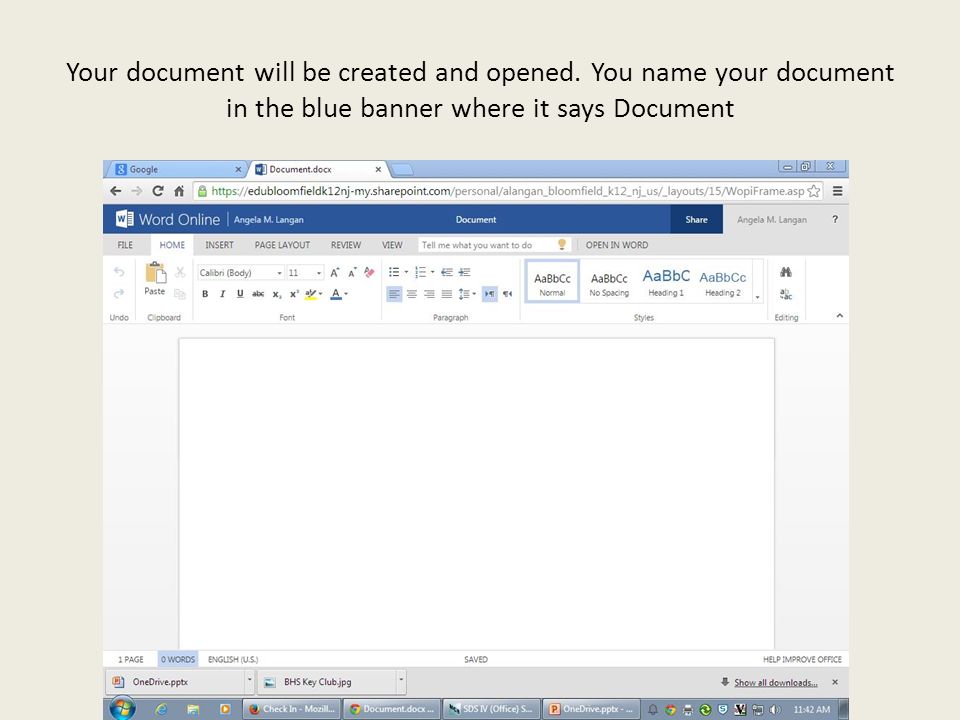 Your document will be created and opened.