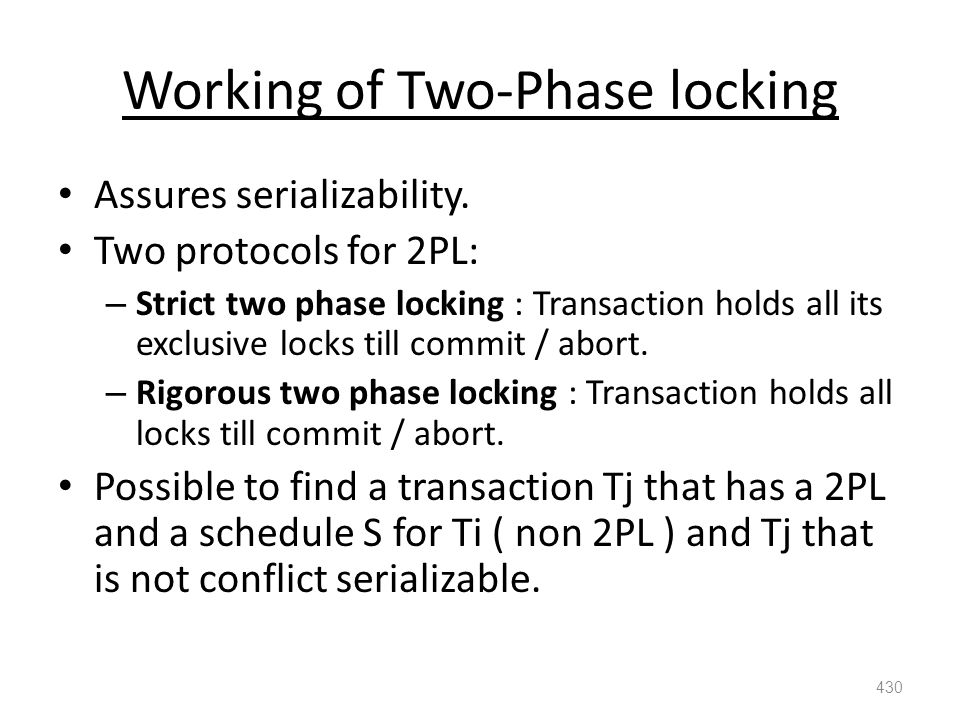 Working of Two-Phase locking Assures serializability.