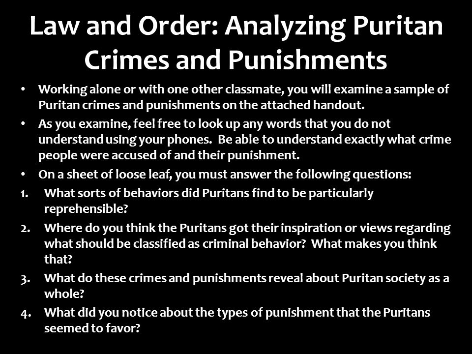 Puritan rules and laws